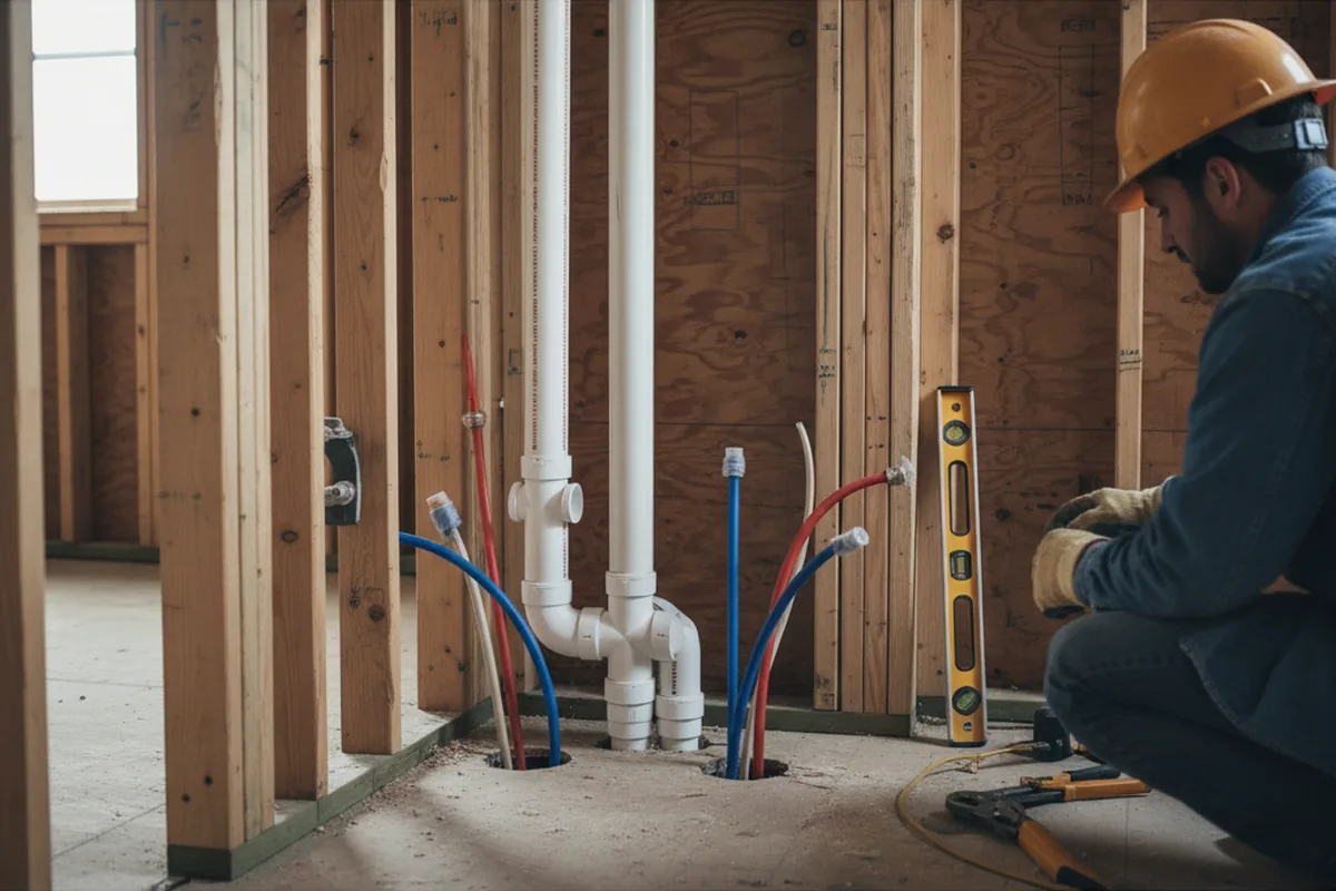 Drain and supply rough-in during Sump Pump Repair in Fallentimber