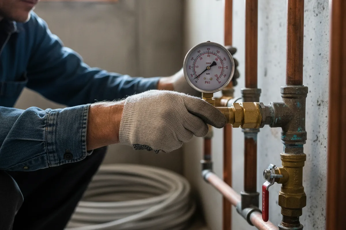 Pressure testing a repaired line during Water Line Repair in Fallentimber